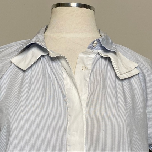 Sibel Saral Blue and White Puff Sleeve Tunic Blouse, size XS - Picture 2 of 16